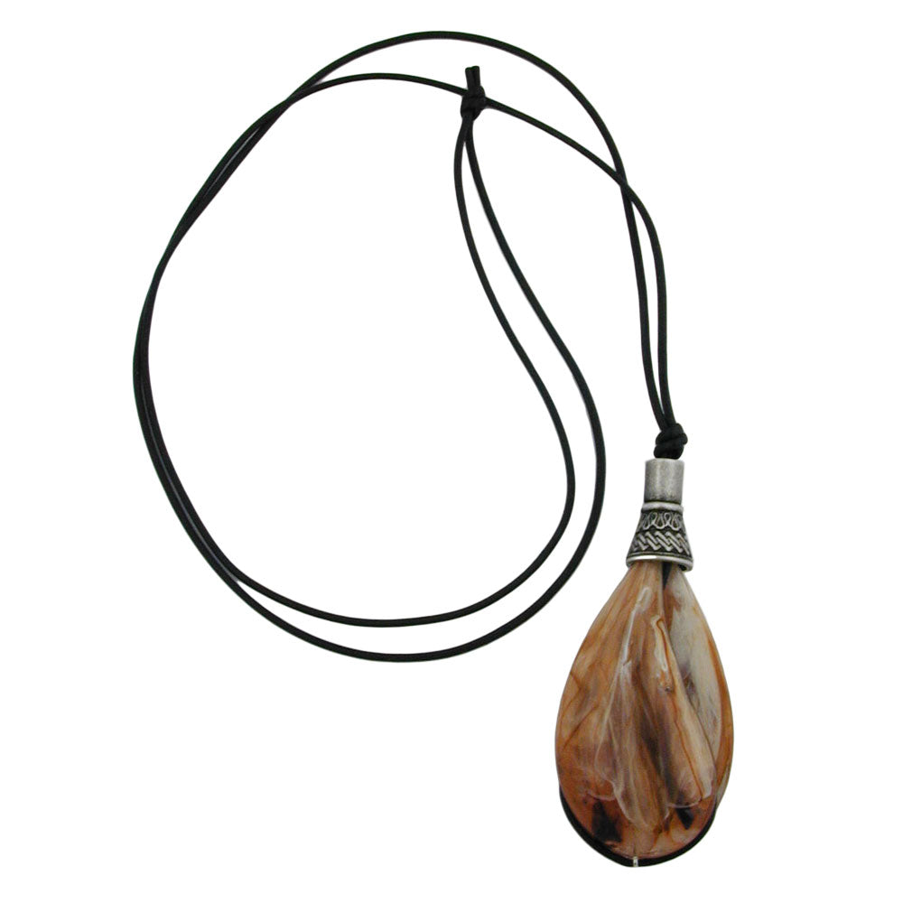 Keðja 85x36mm dropi beige-brúnn-marmari 100cm