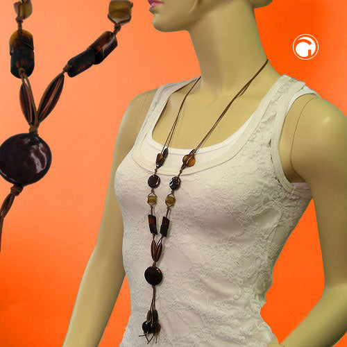Chain 28mm disc plastic coffee brown cord brown 90cm