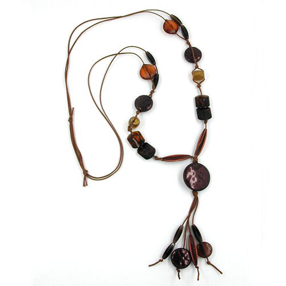 Chain 28mm disc plastic coffee brown cord brown 90cm