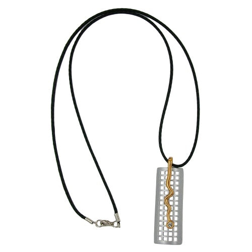 Chain 60x19mm pendant metal grid with zigzag glass stone crystal 70cm