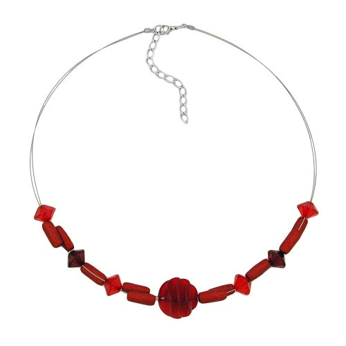 Chain wire chain spiral bead dark red plastic beads 45cm