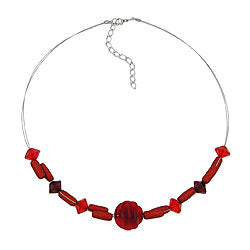 Chain wire chain spiral bead dark red plastic beads 45cm