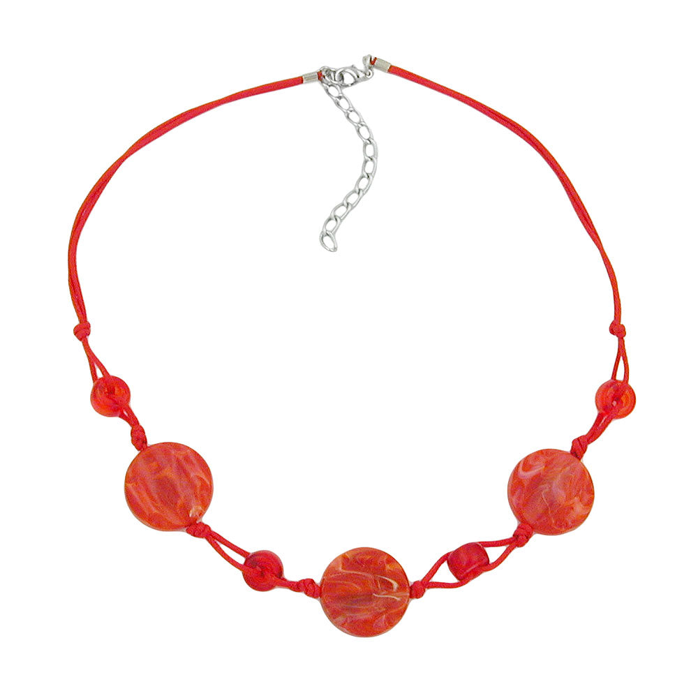 Chain 3x disc plastic light red-marbled cord red 45cm