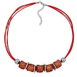 Chain 18mm stone bead apricot-silver-grey-chrome plastic 50cm