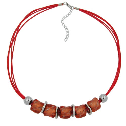 Chain 18mm stone bead apricot-silver-grey-chrome plastic 50cm