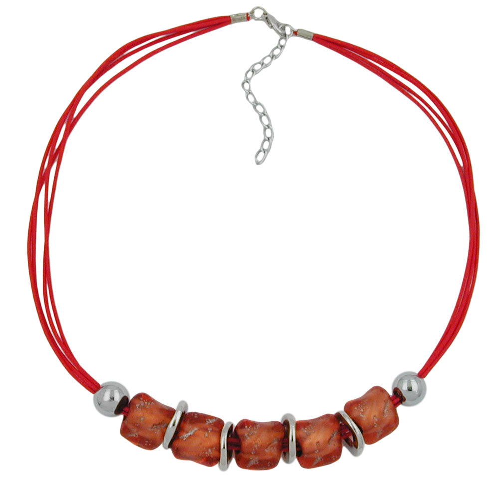 Chain 18mm stone bead apricot-silver-grey-chrome plastic 50cm