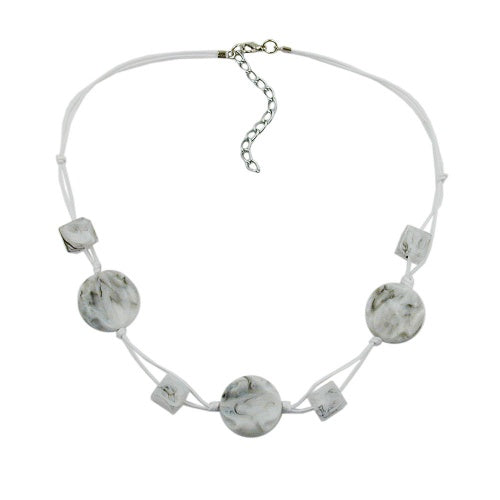 Chain 3x disc plastic white-grey-marbled cord white 45cm