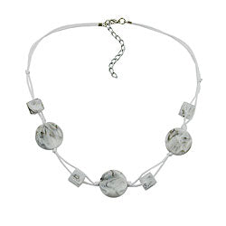 Chain 3x disc plastic white-grey-marbled cord white 45cm