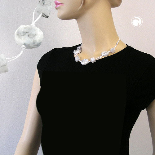 Chain 3x disc plastic white-grey-marbled cord white 45cm