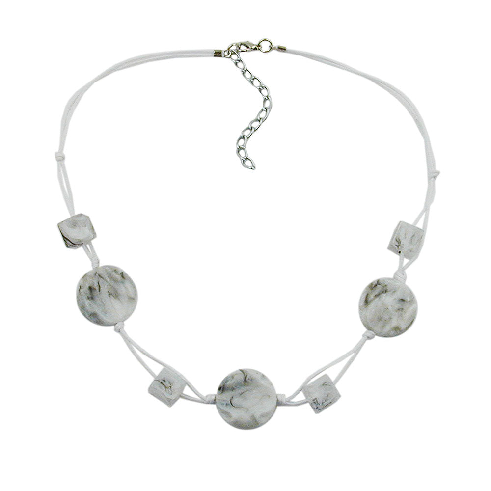 Chain 3x disc plastic white-grey-marbled cord white 45cm