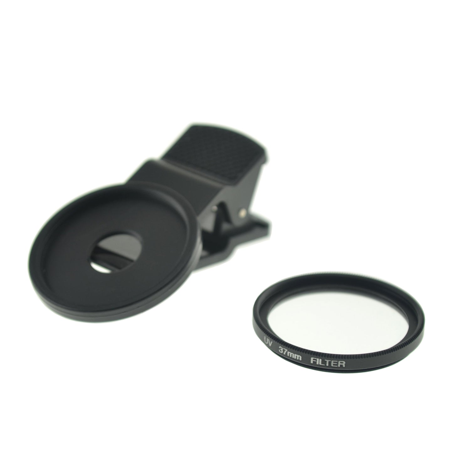 SYSTEM-S UV sía 37 mm skrúfa með klemmu í svörtu fyrir snjallsíma