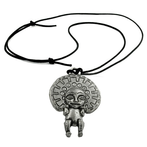 Kette 52x37mm Anhänger Zinn Gott der Inka 100cm