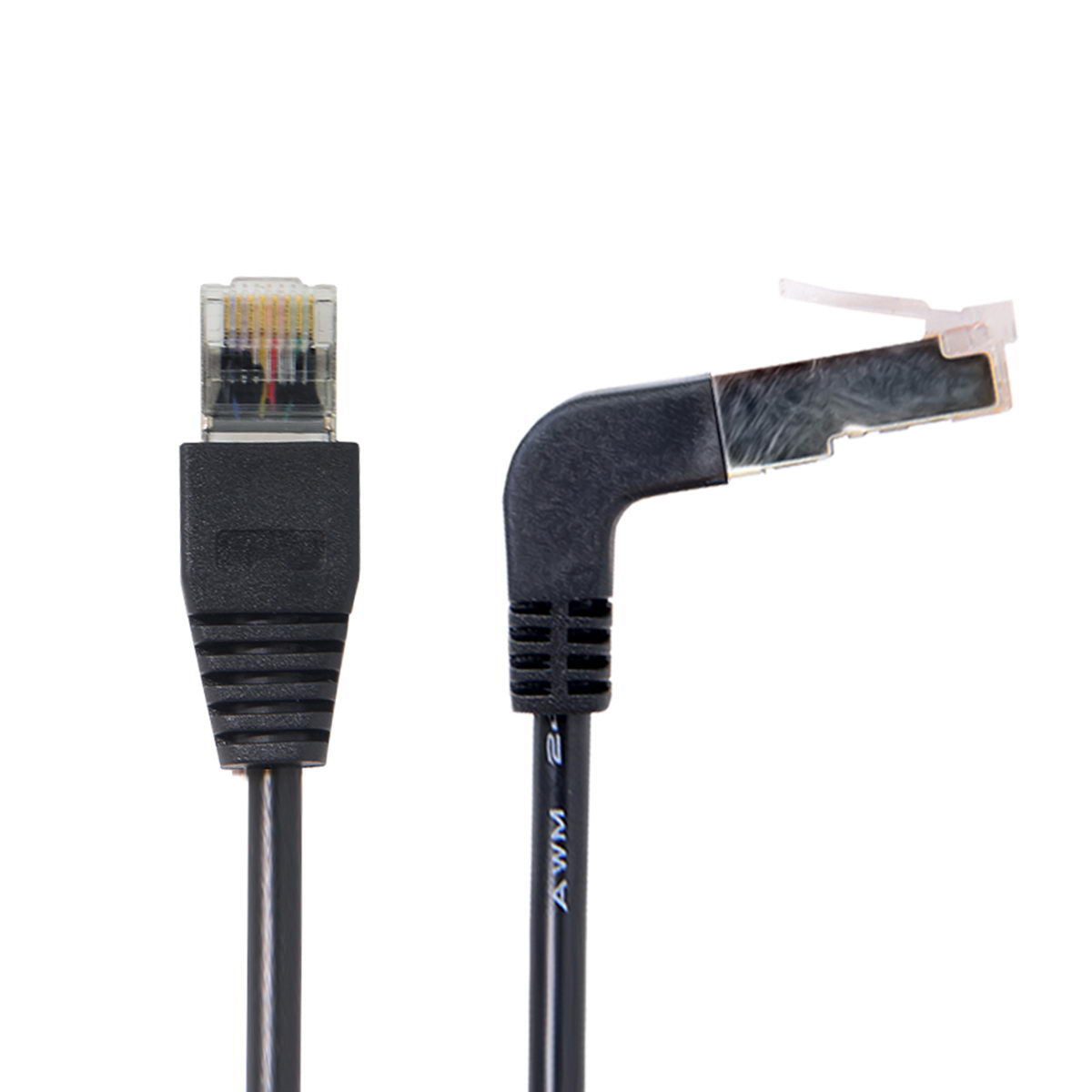 SYSTEM-S LAN snúra 0,5 m RJ45 tengi Ethernet snúra netsnúra vinklaður í svörtu