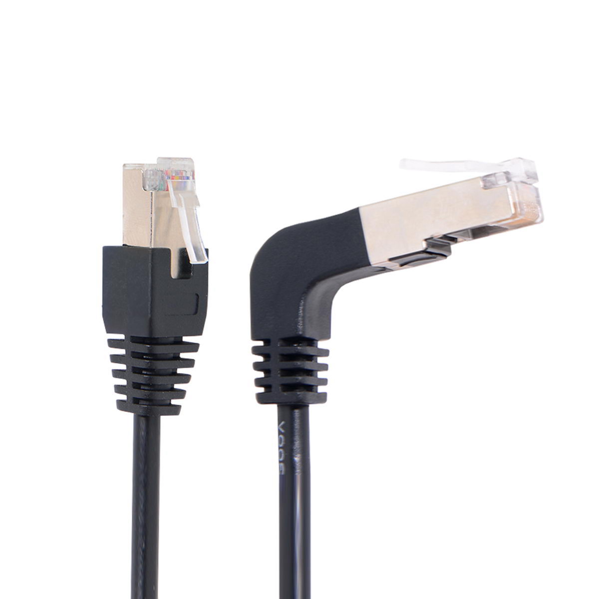 SYSTEM-S LAN snúra 0,5 m RJ45 tengi Ethernet snúra netsnúra vinklaður í svörtu