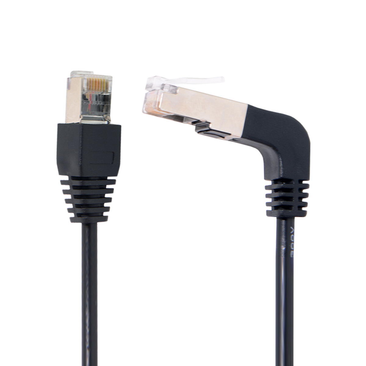 SYSTEM-S LAN snúra 0,5 m RJ45 tengi Ethernet snúra netsnúra vinklaður í svörtu