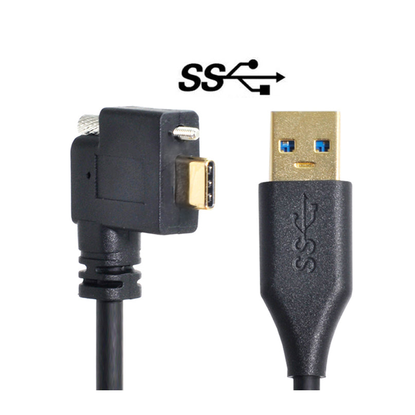 SYSTEM-S USB 3.1 cable 3 m Type C male to 3.0 Type A male angle screw black