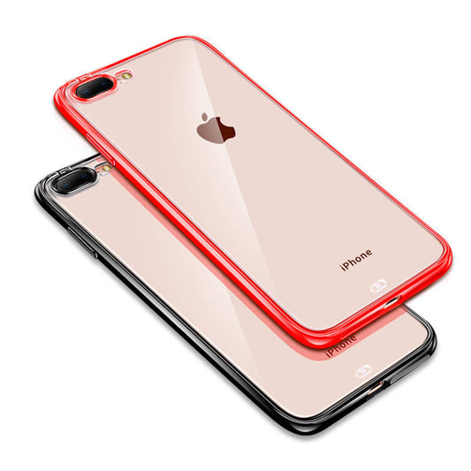 SYSTEM-S verndandi sílikonhulstur í rauðu gegnsæju hulstri sem hentar fyrir iPhone 12 Pro