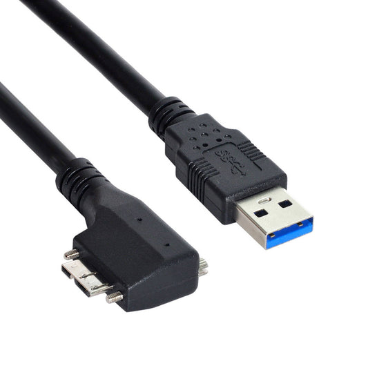 SYSTEM-S USB 3.0 cable 3 m Type A male to Micro B male angle screw in black