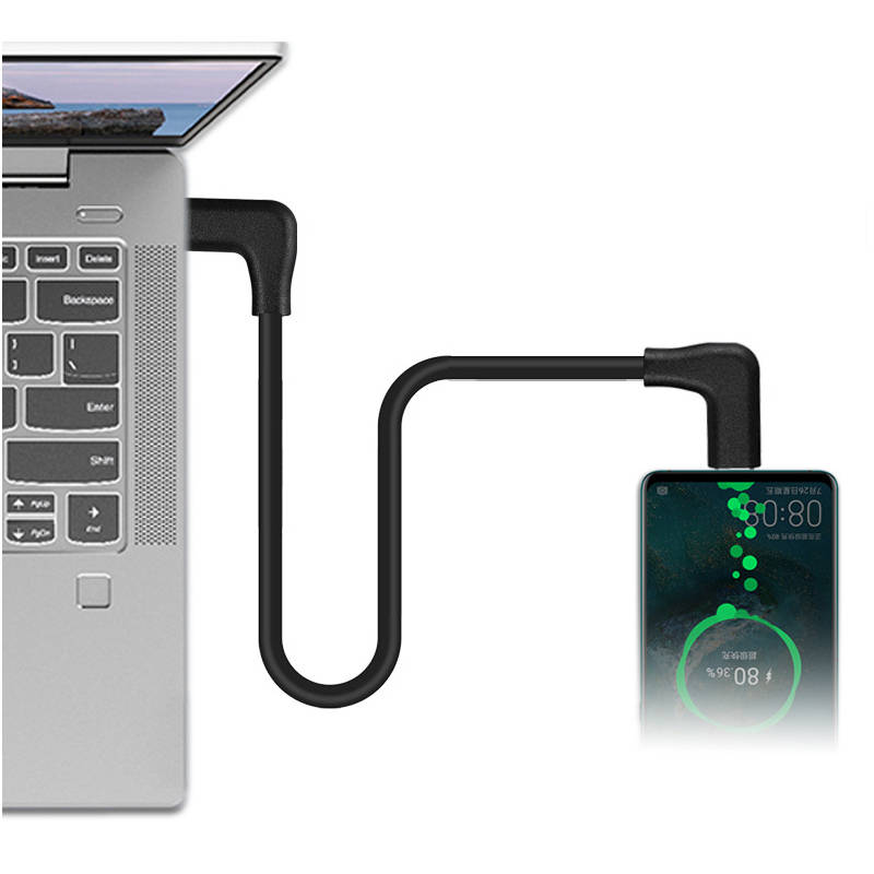 SYSTEM-S USB 3.1 Gen 2 Kabel 50 cm Typ C Stecker zu Stecker 2x Winkel in Schwarz