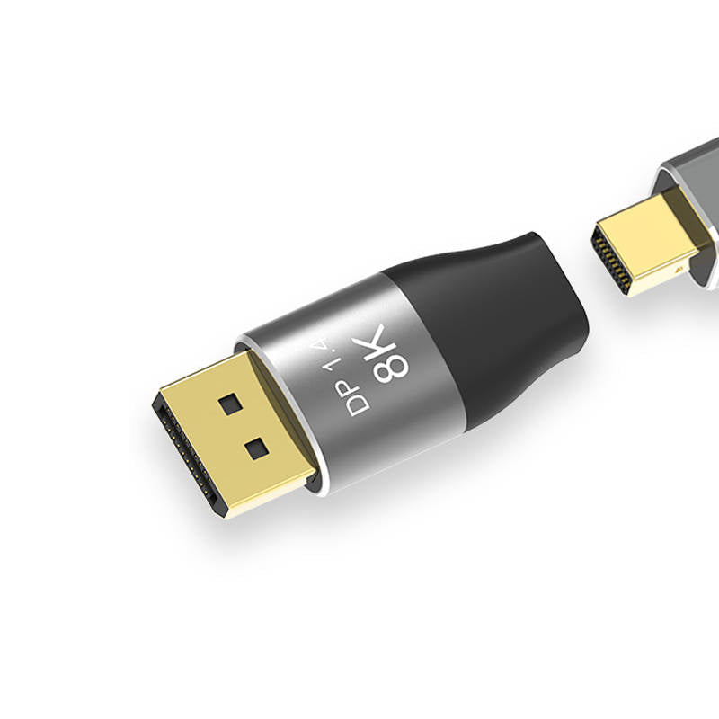 SYSTEM-S Mini Display Port Adapter 1.4 Stecker zu Display Port Stecker in Schwarz