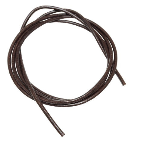 Leðursnúra úr kringlóttu nautalundi 2 mm, brúnlituð, ca. 1 m