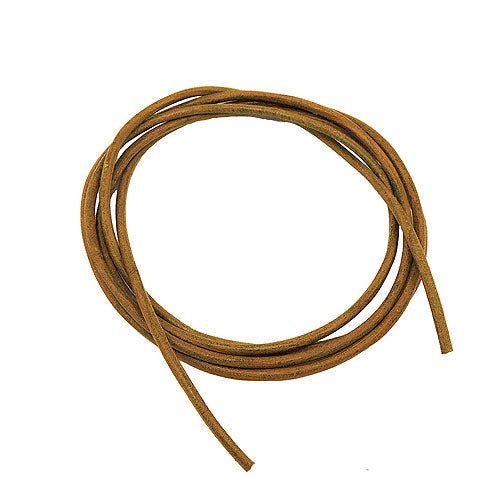 Leðursnúra úr kúhúð, 2 mm, ólífugræn, kakílituð, ca. 1 m