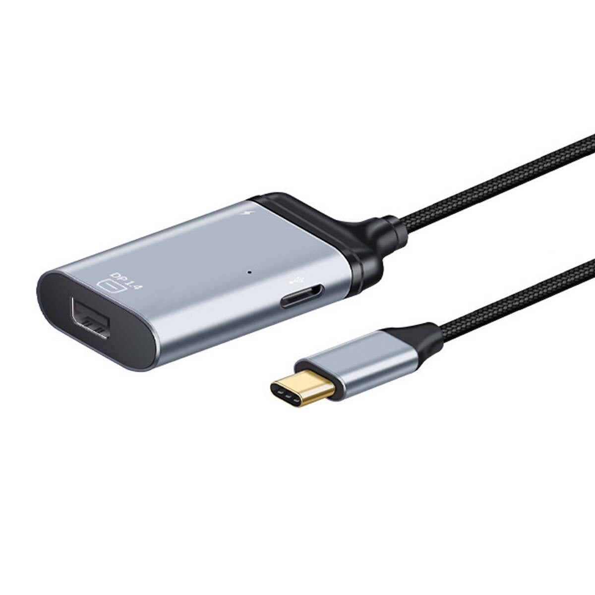 SYSTEM-S 3-in-1 adapter Mini DP 1.4 female & 2x USB 3.1 Type C female to Type C male gray