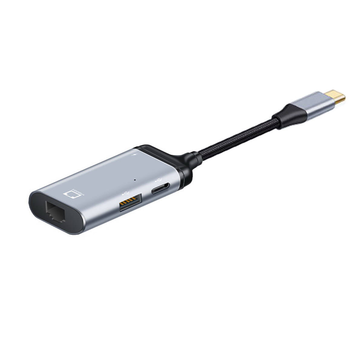 SYSTEM-S 3in1 Adapter LAN Buchse & USB 2.0 Typ A Buchse & 2x 3.1 C Buchse zu C Stecker