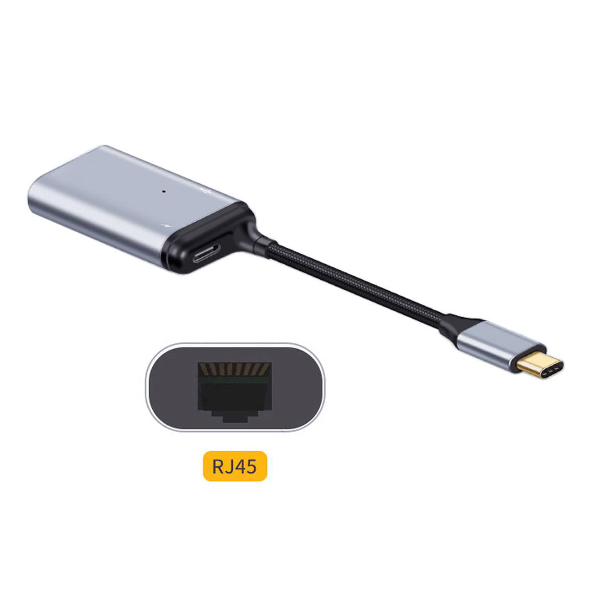 SYSTEM-S 3in1 Adapter LAN Buchse & USB 2.0 Typ A Buchse & 2x 3.1 C Buchse zu C Stecker