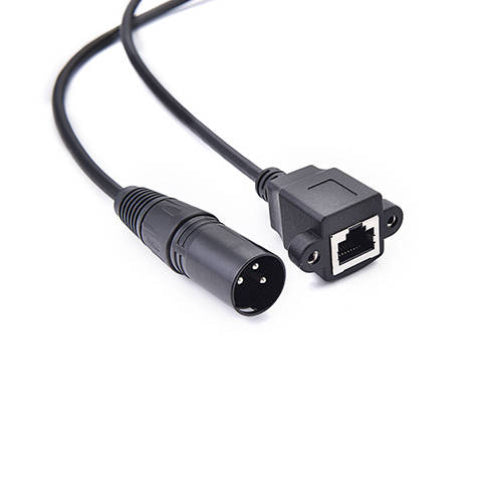 SYSTEM-S LAN Kabel 30 cm RJ45 Buchse zu XLR 3 Pin Stecker Schraube in Schwarz