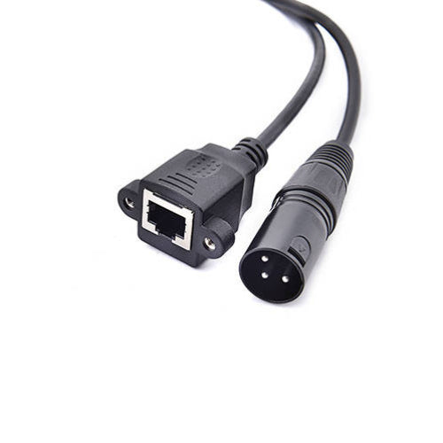 SYSTEM-S LAN Kabel 30 cm RJ45 Buchse zu XLR 3 Pin Stecker Schraube in Schwarz
