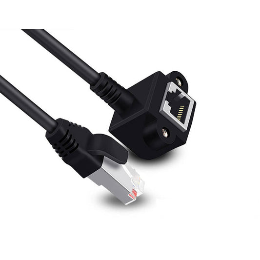 SYSTEM-S LAN snúra 60 cm 8P8C tengi í RJ45 tengi með skrúfuhorni, svört