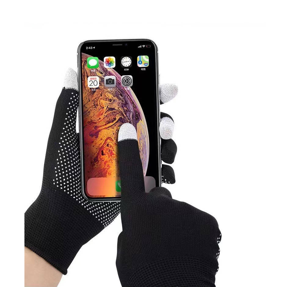 SYSTEM-S Anti-Slip Fabric Gloves for Smartphones Touch Screens in Black