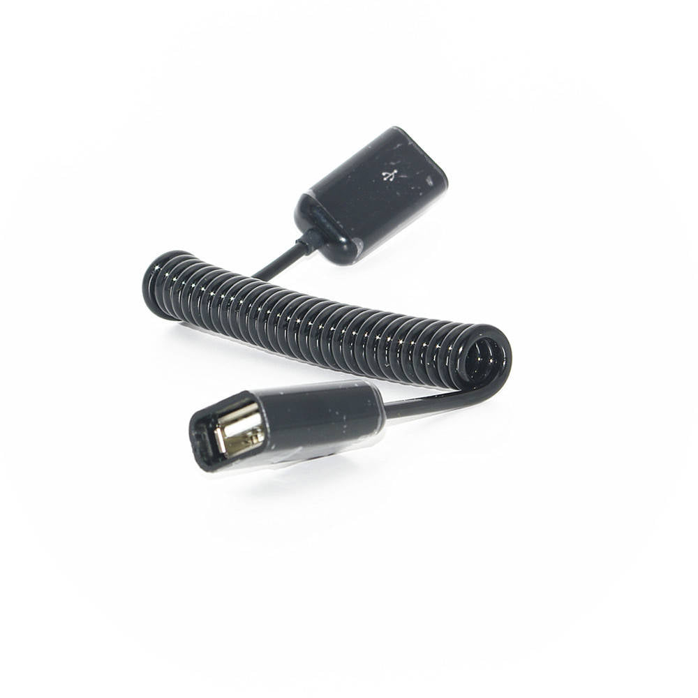 SYSTEM-S USB 2.0 snúra 80 cm Type A kvenkyns í kvenkyns spíralframlengjanleg í svörtu