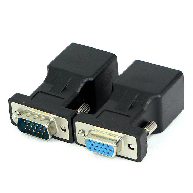 SYSTEM-S Ethernet VGA yfir IP breytir 2x VGA tengi í LAN RJ45 tengi 20m drægni