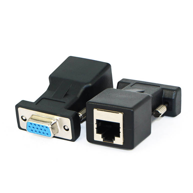 SYSTEM-S Ethernet VGA yfir IP breytir 2x VGA tengi í LAN RJ45 tengi 20m drægni
