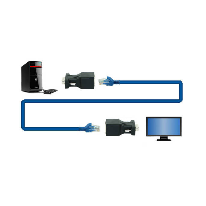 SYSTEM-S Ethernet VGA yfir IP breytir 2x VGA tengi í LAN RJ45 tengi 20m drægni