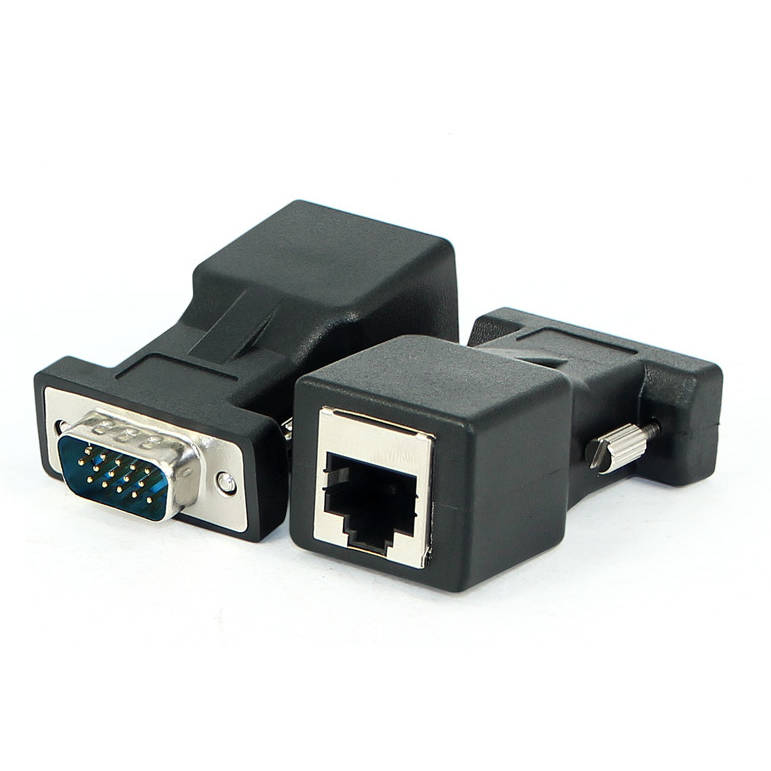 SYSTEM-S Ethernet VGA yfir IP breytir 2x VGA tengi í LAN RJ45 tengi 20m drægni