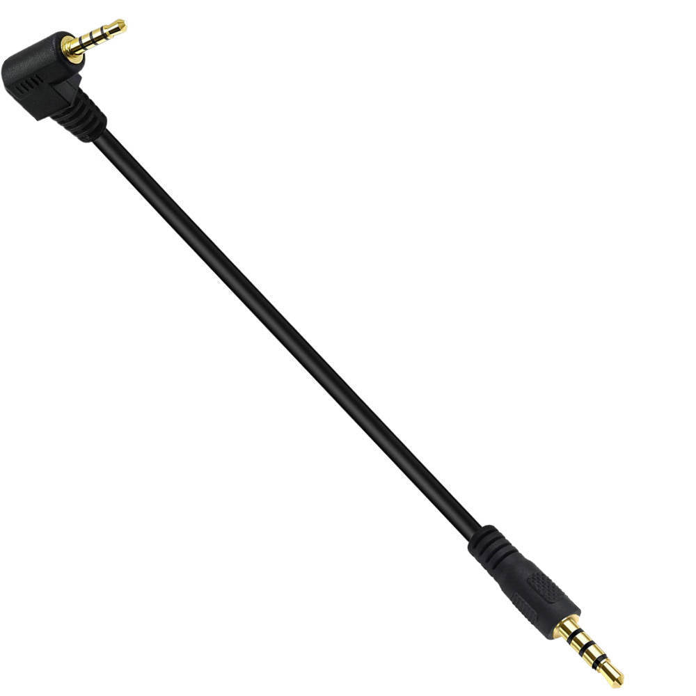 SYSTEM-S Hljóðtengisnúra 25 cm 3,5 mm TRRS karlkyns í karlkyns vinklaður AUX svartur