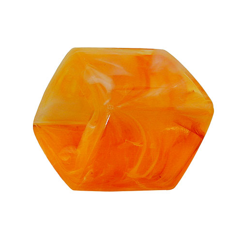 Cloth ring 45x36x18mm hexagon orange-marbled glossy plastic