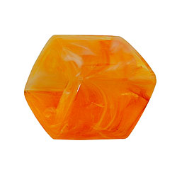Cloth ring 45x36x18mm hexagon orange-marbled glossy plastic