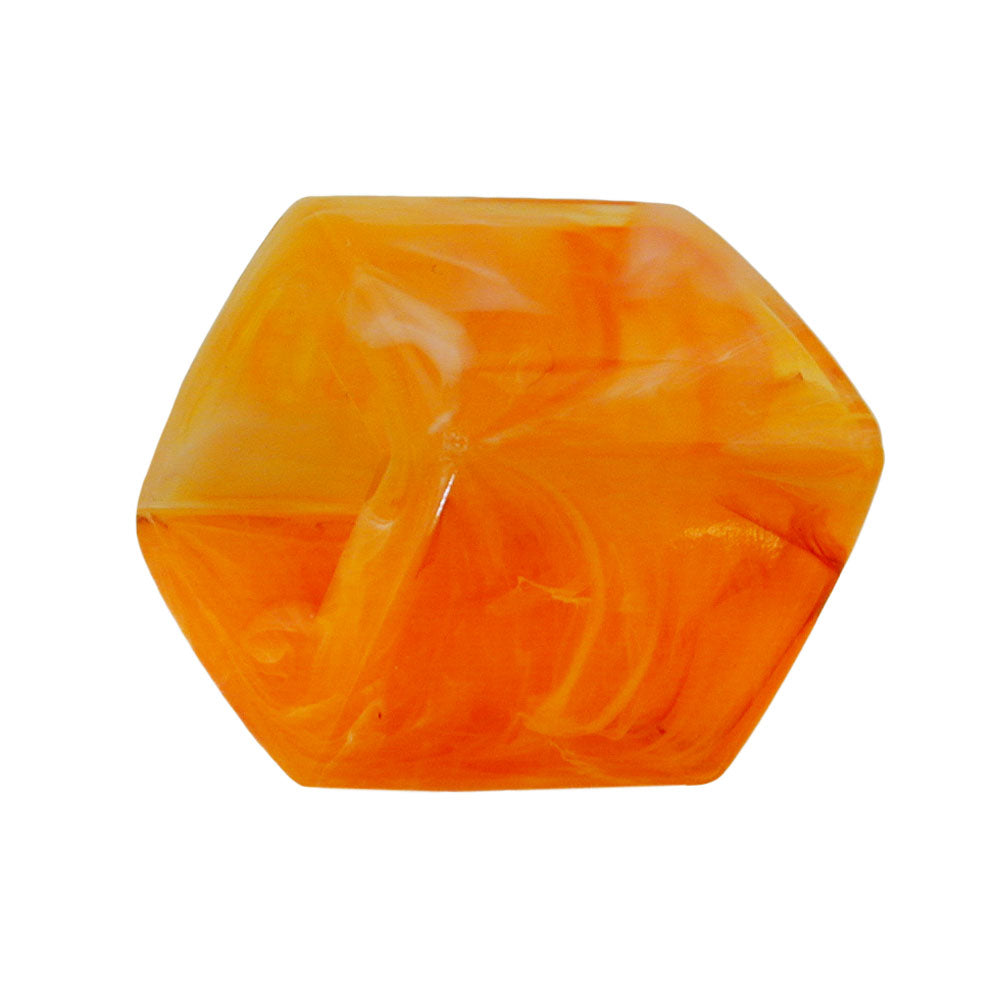 Cloth ring 45x36x18mm hexagon orange-marbled glossy plastic