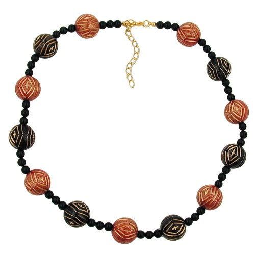 Chain 18mm engraving beads black-red-gold colored plastic 50cm