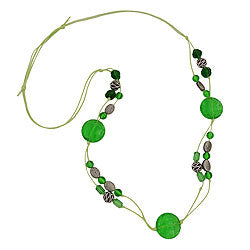 Chain 25mm crocodile pearl green-transparent and antique silver plastic beads cord light green 90cm