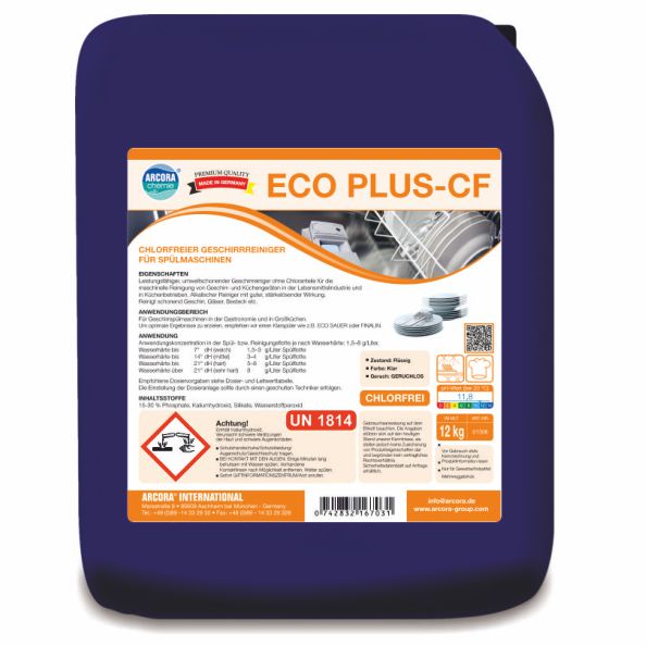 Arcora Eco Plus-Cf Chlorfreier Geschirrreiniger Für Spülmaschinen | Packung (12 kg)