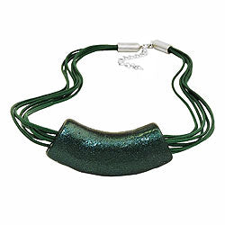 Keðja 54x19mm hengiskraut úr röri, flatt, beygt, grænt, málmkennt, glansandi, plast, 45cm