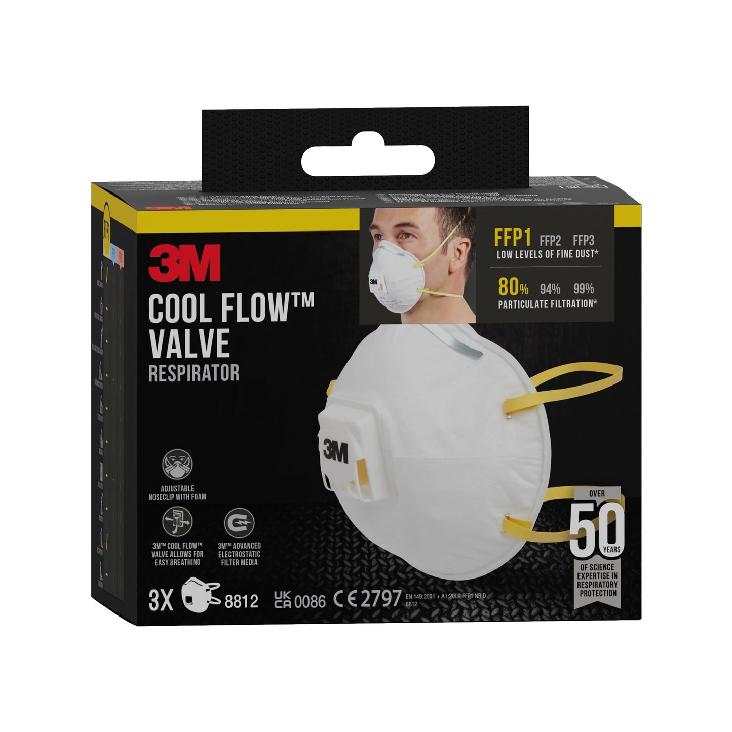 3M™ Cool Flow™ Partikelmaske 8812, FFP1, mit Ventil, 3er-Pack | Packung (1 Stück)