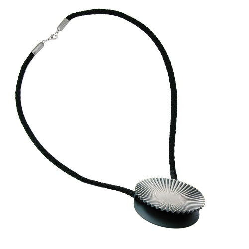Keðja 58mm málmhengi tvöfaldur diskur antrasítlitaður svartur snúra 60cm