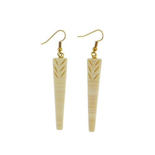 Eyrnalokkar fyrir eyrnalokka, 70x10mm, fleyg með hakum, beige-náttúrulegt plast