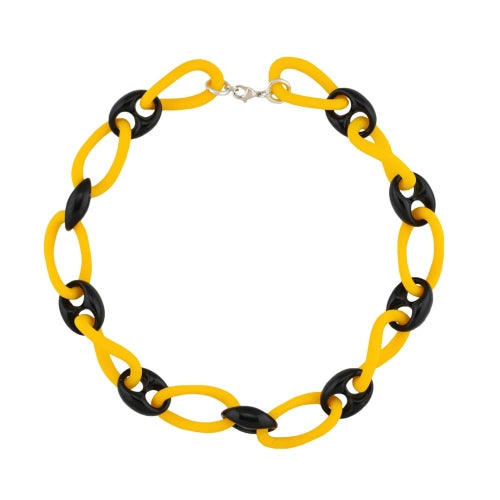 Keðja 35x18mm stórir keðjuhlekkirnir gul-svört plast 45cm